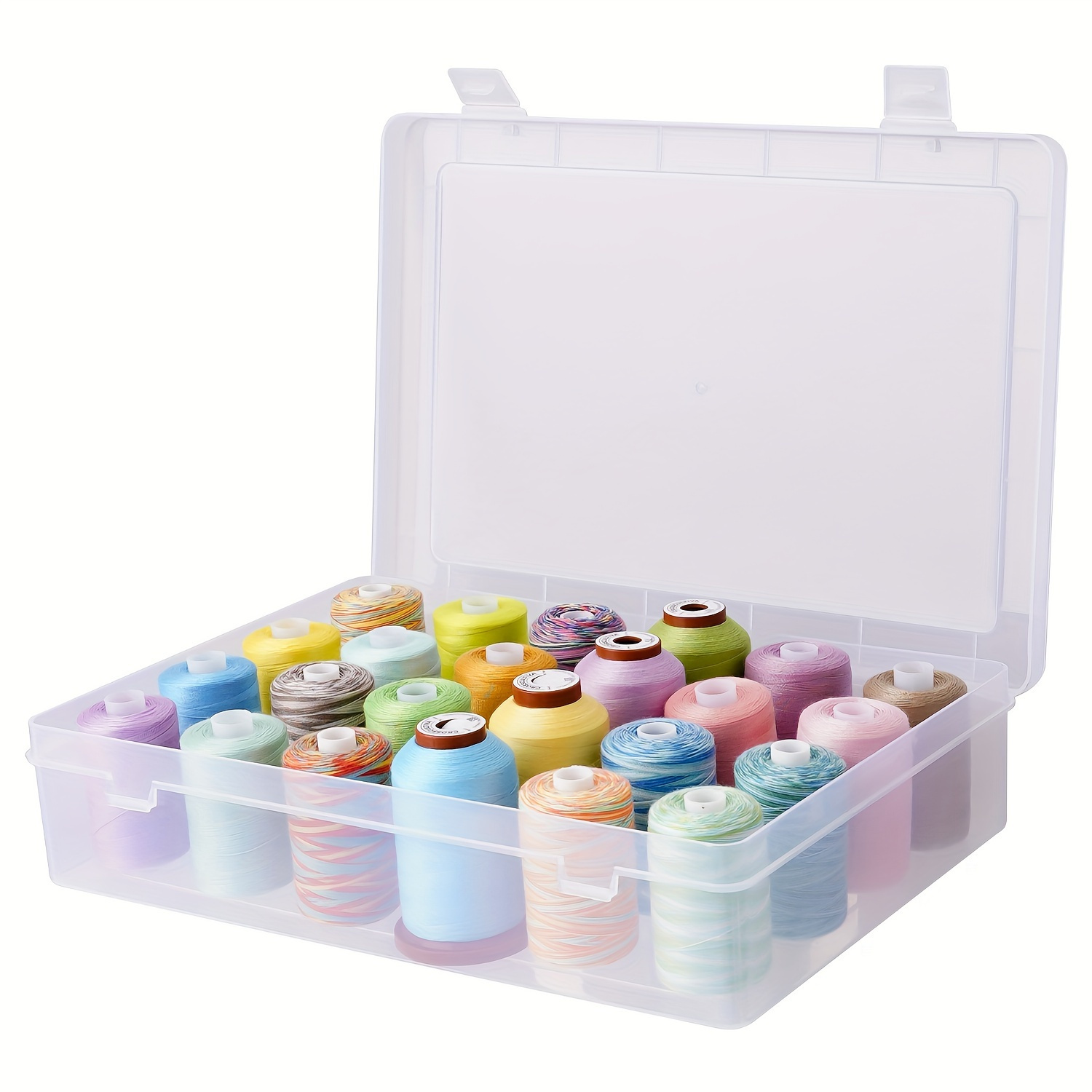 

42/24 Compartment Clear Plastic Sewing Thread Organizer Box - Storage For To Spools, And Organized,