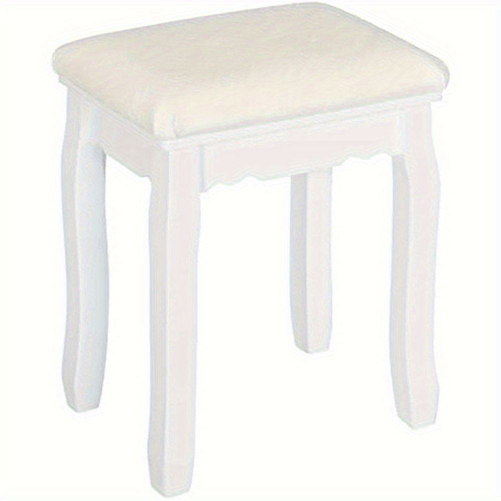 E-shop Schminkhocker Samtsitz Klavierhocker Schminkhocker Schlafzimmer Gepolsterter Hocker Innen Schlafzimmer Massivholzbeine Weiß