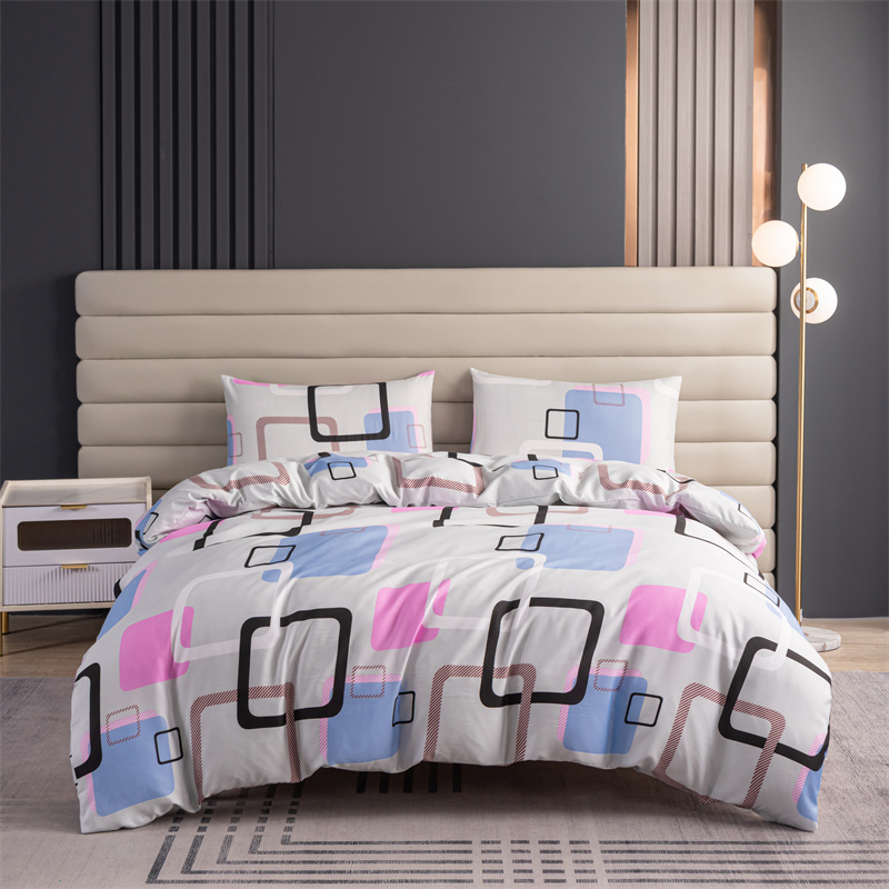 

3pcs Polyester Brushed Bedding Set, Geometric Floral & Grid Pattern, -friendly, Duvet Cover With 2 Pillowcases, No Insert, Woven, Zipper Closure, Breathable, Machine Washable, Home & Hotel Use