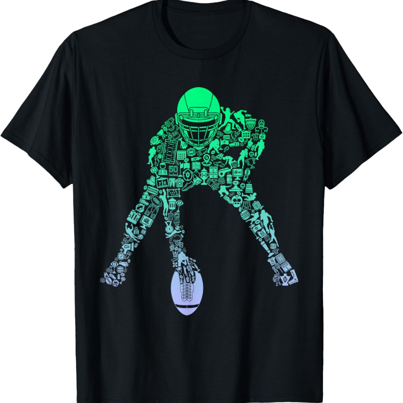 

Football Center T-shirt For , Soft Fabric, Breathable, Comfortable Short Sleeve Tees Summer, Birthday Gift To Teens