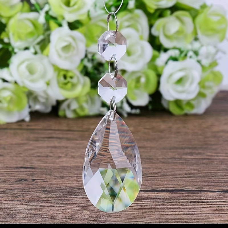 

A Box Of 20 Glass Crystal Pendants 22mm, , Transparent Glass Prism Beads For Windows, , , Parties, Wedding Decorations, Accessories