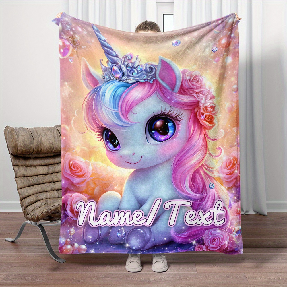 

Custom Name Princess-themed Fleece Throw Blanket – 1pc Personalized, Soft, Lightweight Flannel For Sofa, Bed, Travel, Office – No Feathers, 100% Polyester, Electricity-free Use