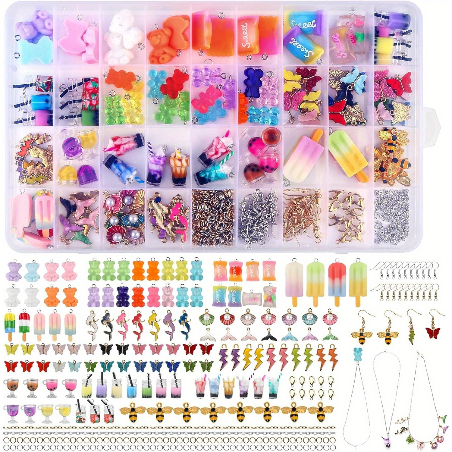 

Earrings Making Set Butterfly Bear, 207 Pieces Charms Pendant Set, Gifts For Diy Bracelet Necklaces Jewelry, Jewelry Making Set With Storage Box