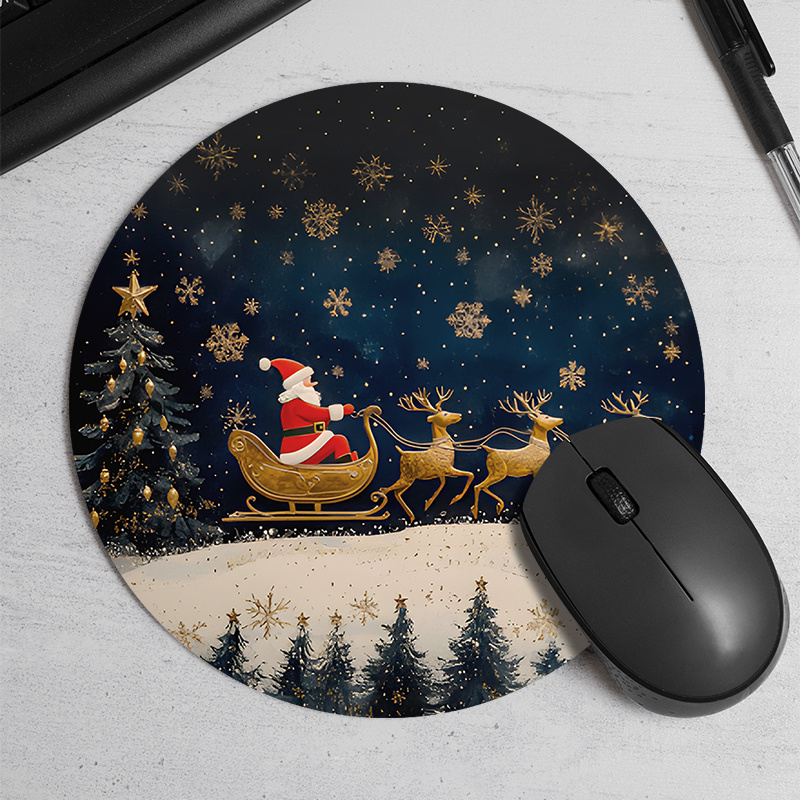 

1pc Christmas Round Mouse Pad, Portable , Desk Mat, Pad For Gamers, For And