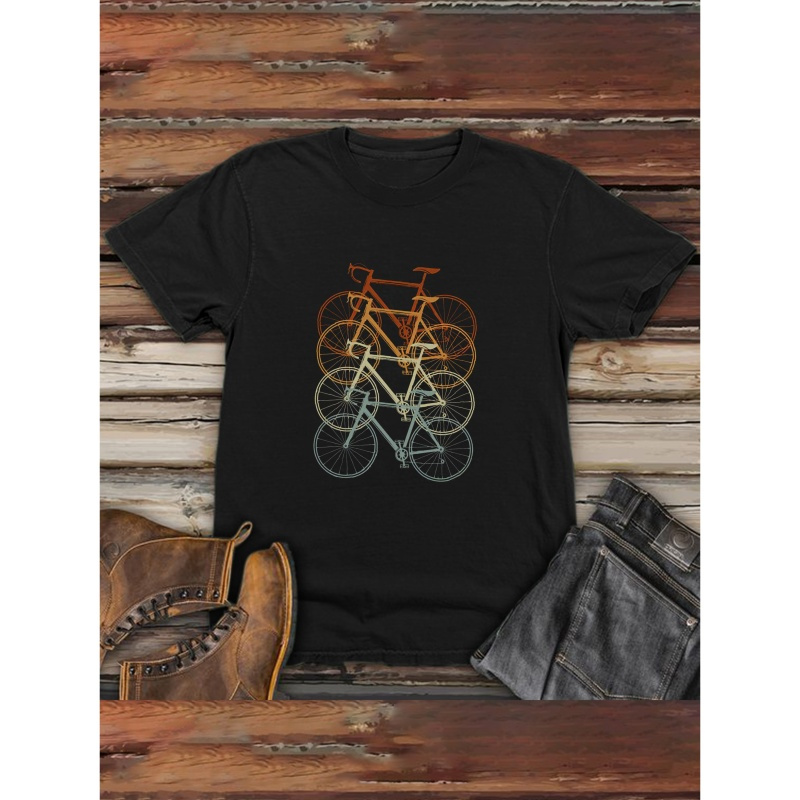 

T-Shirt Décontracté pour Homme avec Imprimé Vélo - Polyester , Manches Courtes, Col Rond - pour d'Été