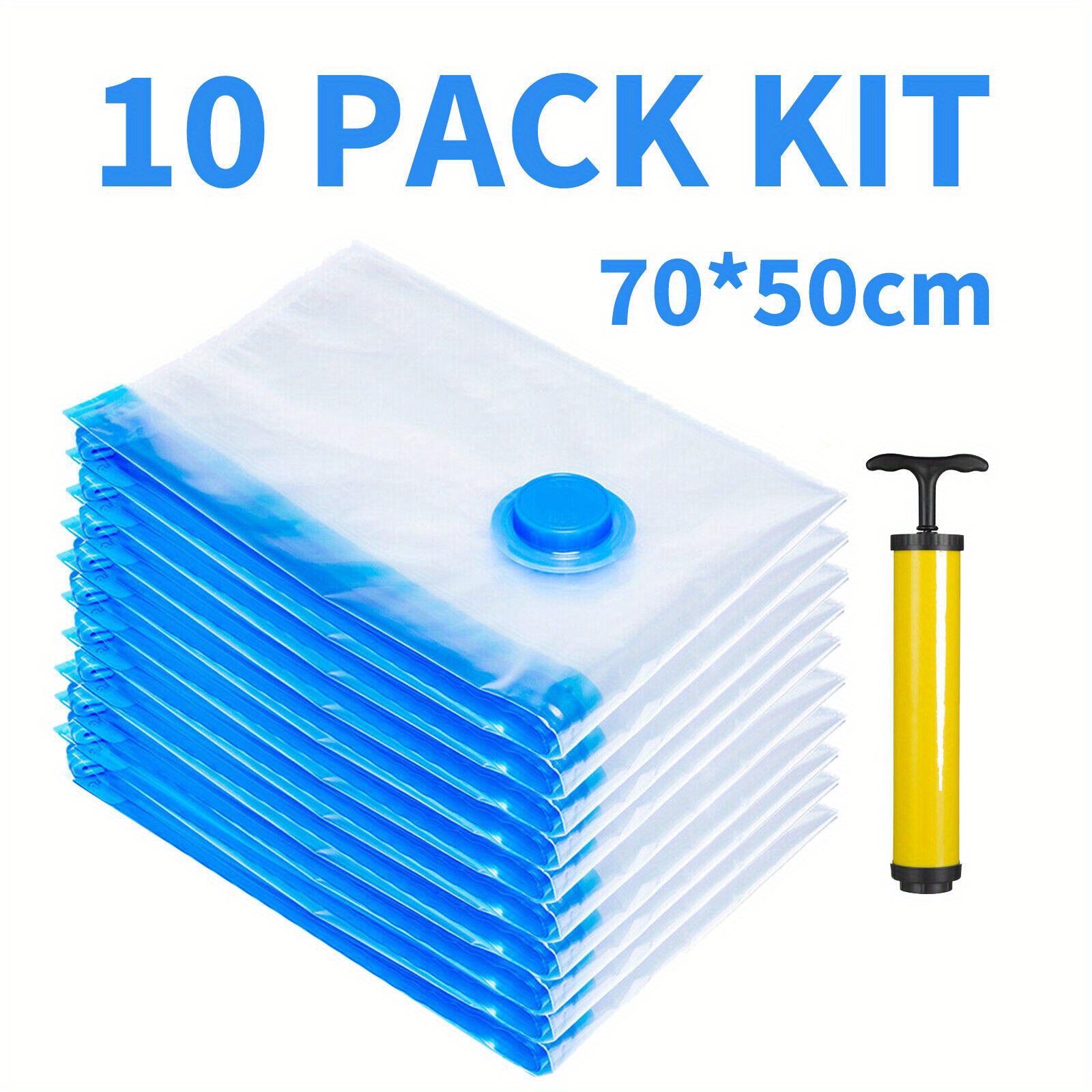 TEMU 10 Pack Jumbo Vacuum Storage Bags Saver Individual Bag Garment Seal Clothes Hand Pump
