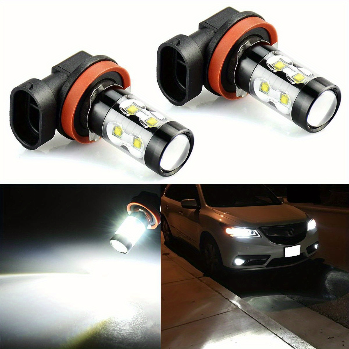 

For Honda Fit 2006-2020 Led Fog Driving Light H11 6000k White Bright Bulbs