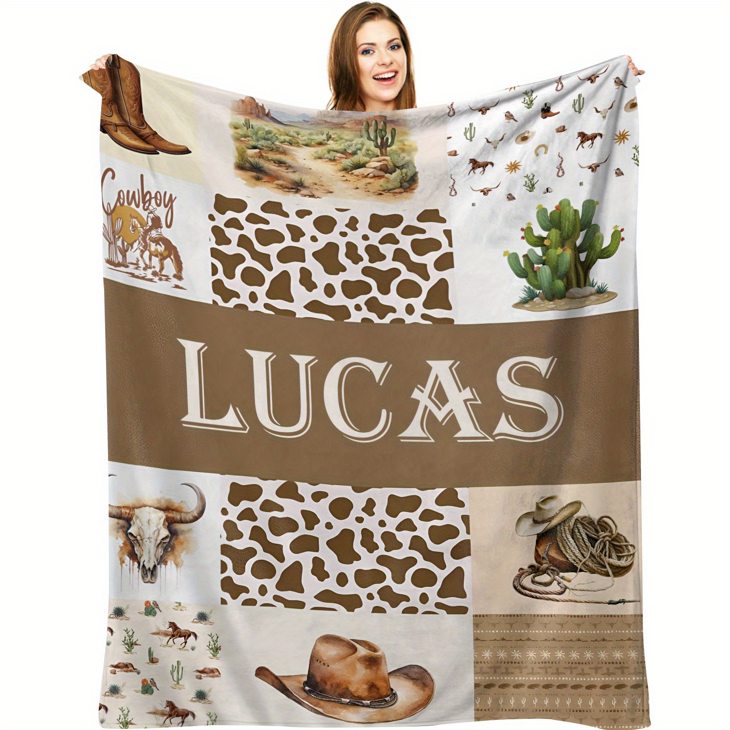 

Patchwork Blanket - Personalized , Knitted Bedding & , , Decor