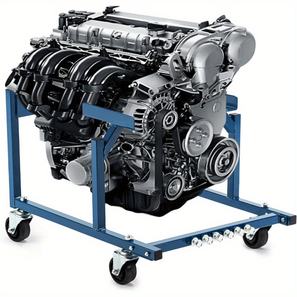 TEMU Heavy-duty Engine Cradle Stand For Ford Cars, Of Holding 1000 , Featuring 4 Wheel And A Light Blue End - A Tool For Auto Repair And Maintenance Of Engines And