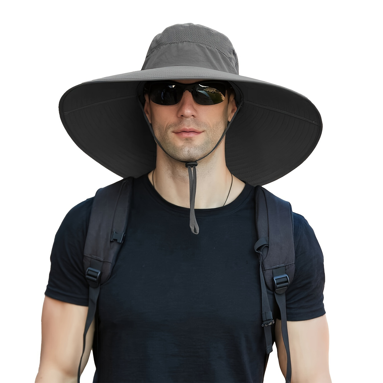 

Chapeau Bob à Large Bord avec Protection UV et Mentonnière Ajustable, Respirant et à , Idéal pour la Pêche, la Randonnée, le Camping et les Activités de , 1PC