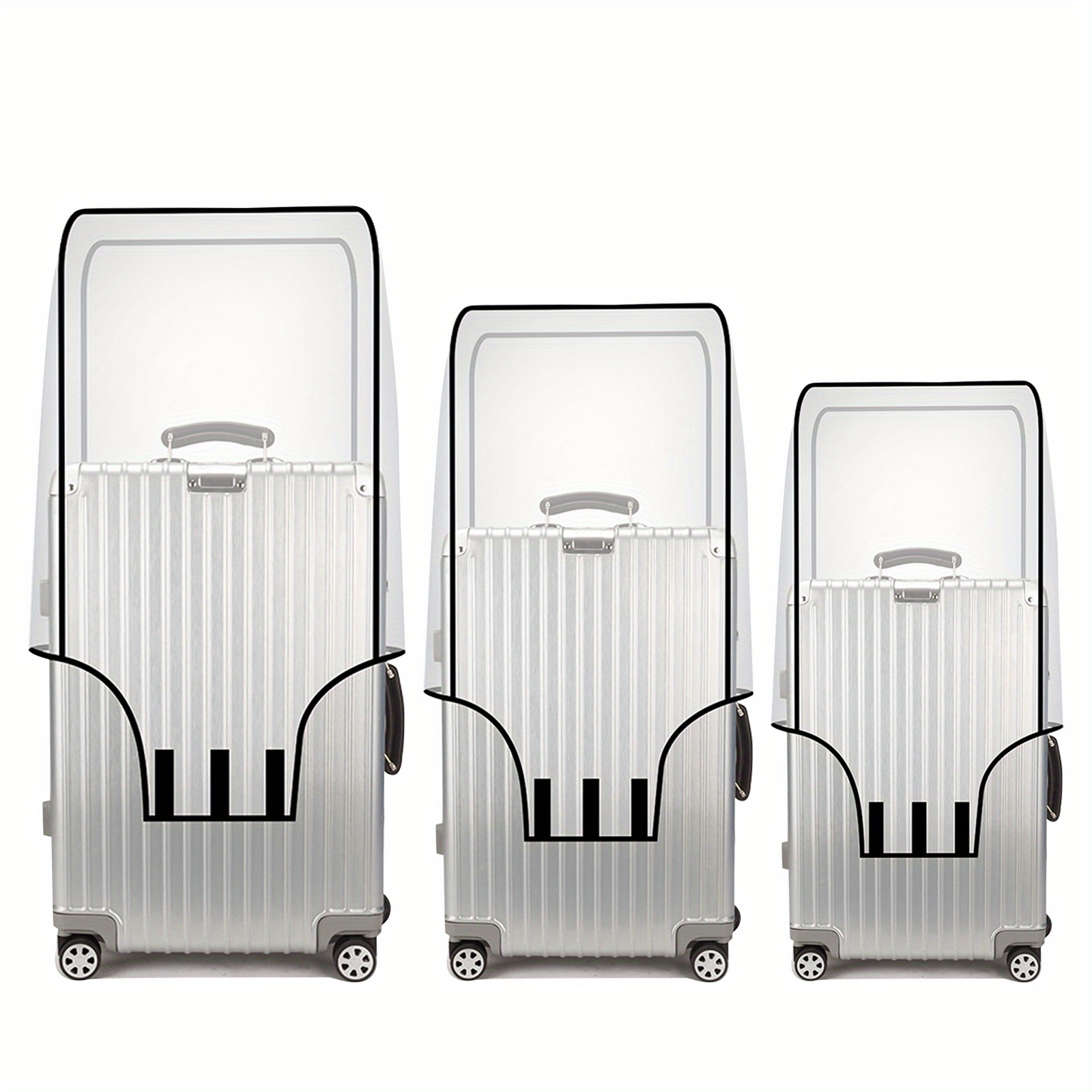 TEMU Qinglang Luggage Covers 3 Pieces Clear Pvc Suitcase Cover 3 Sizes Luggage Protector For 20+24+28 Inch Luggage Waterproof Dustproo