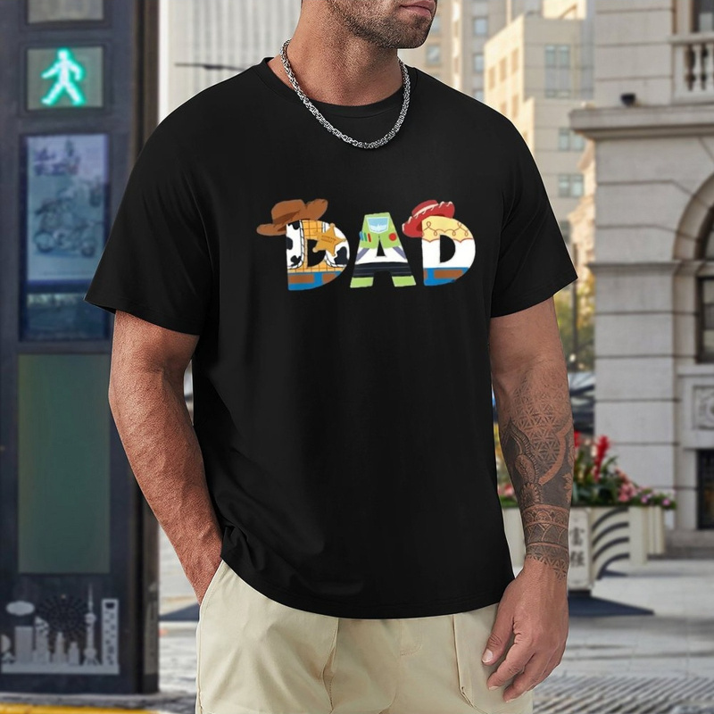 

1pc, 100% Cotton T-shirt, "dad" Graphic, Round Neck Men's Printed Casual T-shirt, Short Sleeves Explosion T-shirt, Summer Fashion Outdoor Sports