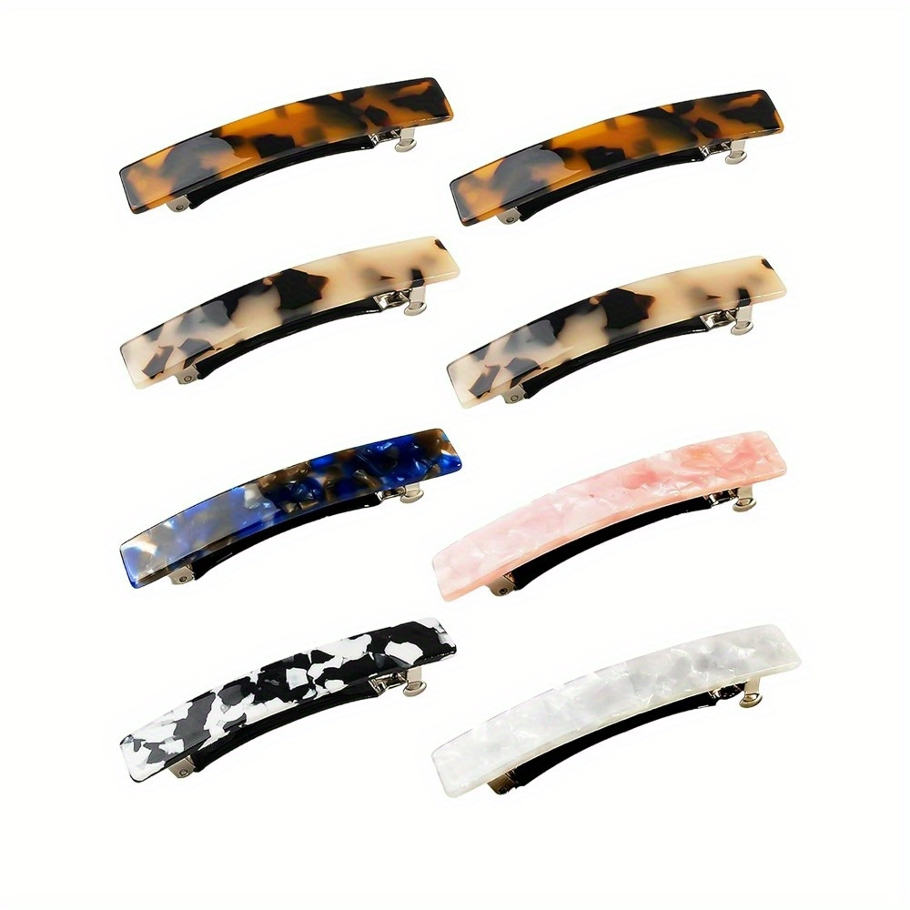 TEMU 8pcs Hair Barrettes For Women, Barrettes For Fine Thin Thick Hair, 3 Inch Acetate Small Clips Barrette No Slip, French Womens Girls Accessories, Christmas Gifts, Wedding Gifts