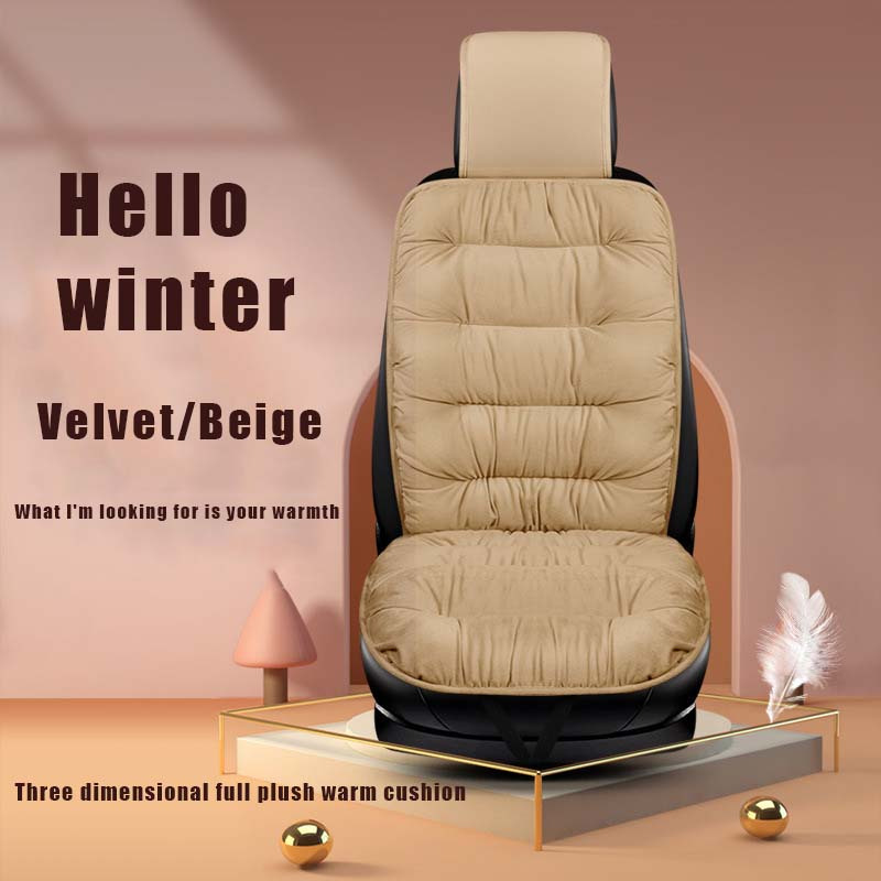 TEMU 1 Luxury Winter Car Seat Cushion - Super Soft Plush, Extra Thick Front Single Seat Cover With Backrest - And Protection For Cold Weather, Warm