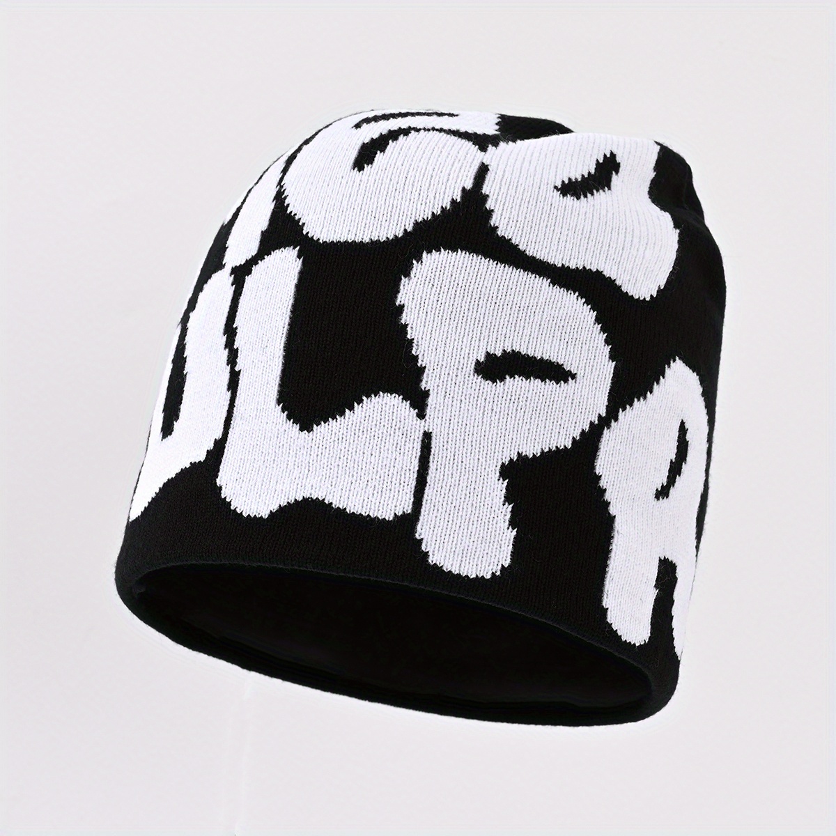 Image of Halloween Costume Y2k Letter Hip-hop Beanie, Fashion Cold-weather Hat, Outdoor Warm Hat, Unisex Trendy Apparel, Halloween Hat