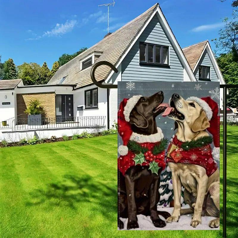 

Double-sided Christmas Garden Flag With Dogs, Fabric Material, No Electricity Needed, Outdoor Farmhouse Holiday Decoration