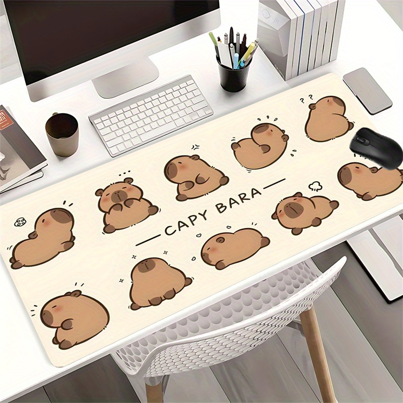 

Tapis de souris Capybara Meme, 35.4x15.7 pouces, base en caoutchouc, bord cousu, antidérapant, tapis de bureau oblong, accessoire de bureau, cadeau pour petit ami/petite