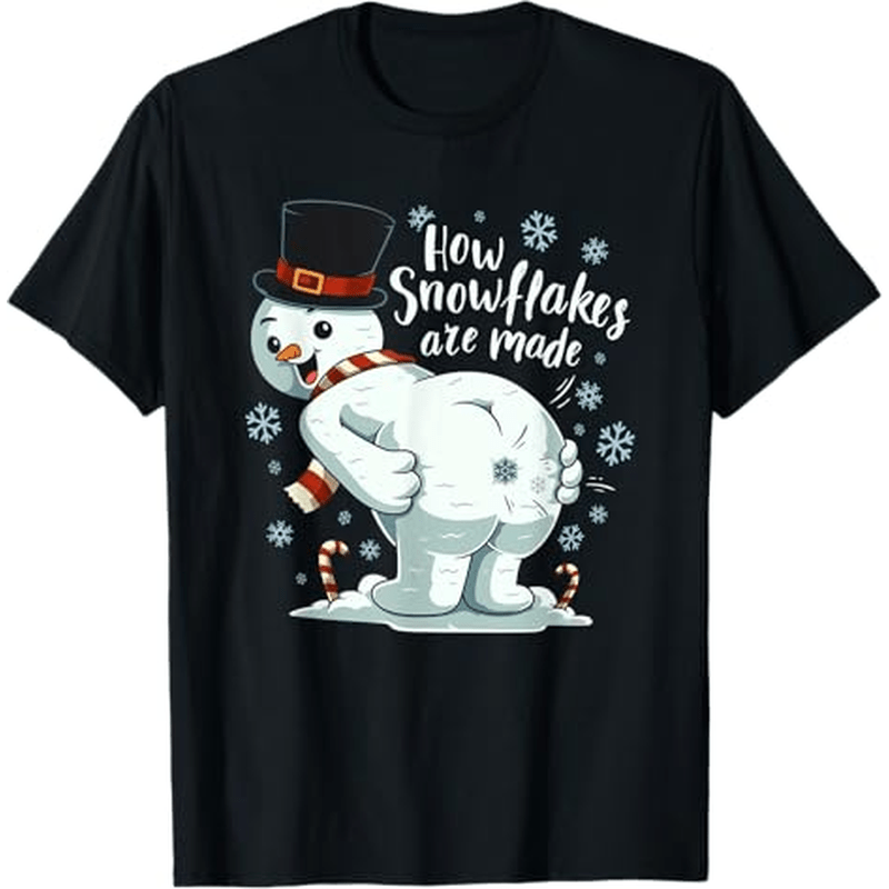 

Farting Snowman Make Snowflakes Christmas Winter Gift Themed T-shirt. Suitable As A Christmas Gift For . 100% Cotton . S-xxxl.