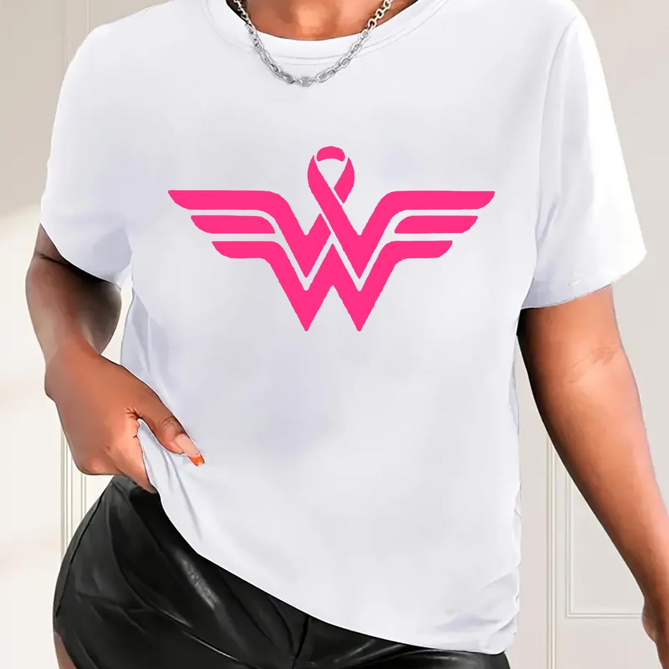 

Awareness Women's T-shirt - Casual & Breathable Short Sleeve, Comfortable Polyester-spandex Tee With Pink , Machine Washable, In Multiple Colors