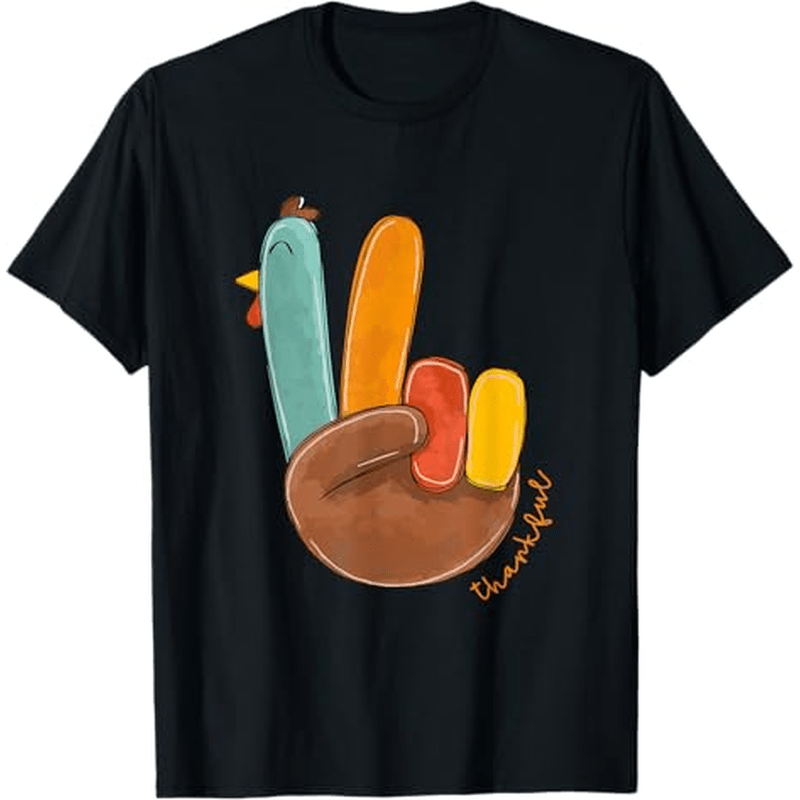 

Thanksgiving Turkey Peace T-shirt Thanksgiving Christmas Gifts For Men Women , S-xxxl, Black