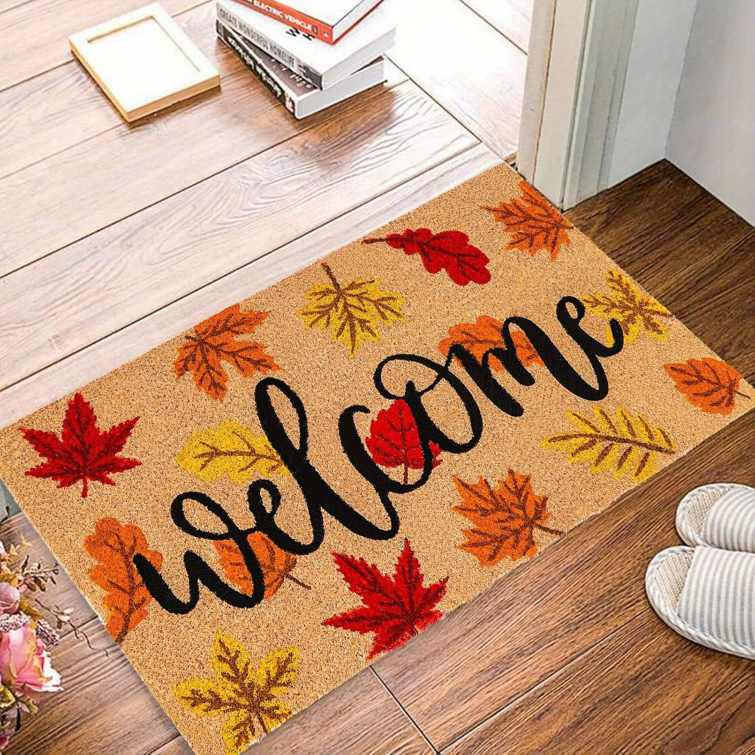 

Door Mat Welcome Floor Mat Non-slip Entrance Door Rug For Autumn Thanksgiving Indoor Outdoor Bathroom