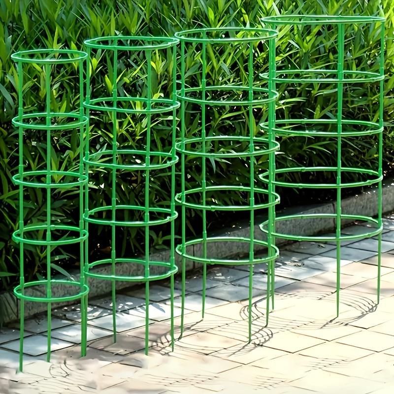 60 pack stackable plastic plant support rings 10 tier durable garden stakes for climbing flowers vines tomatoes space saving plant stakes for indoor outdoor gardens patios   spacesaving design reusable plant rings