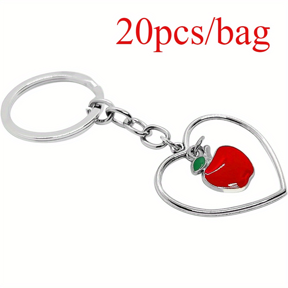 TEMU 20pcs Teacher Appreciation Christmas Gifts Heart-shaped Ring Charms Keychain For Teachers Presents Teachers Week Brithday Graduation Gifts Women