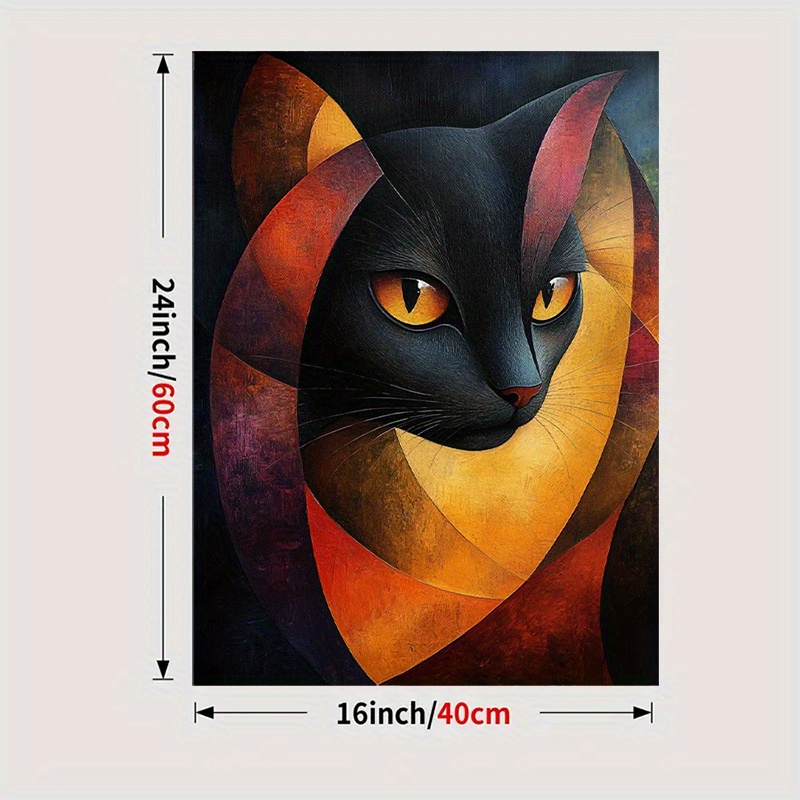 2d Flat, 2d Flat, 1pc Abstract Cat Artwork On Canvas, Ideal For Wall Decoration, Home Embellishment, A Great Gift, And Festive Decor