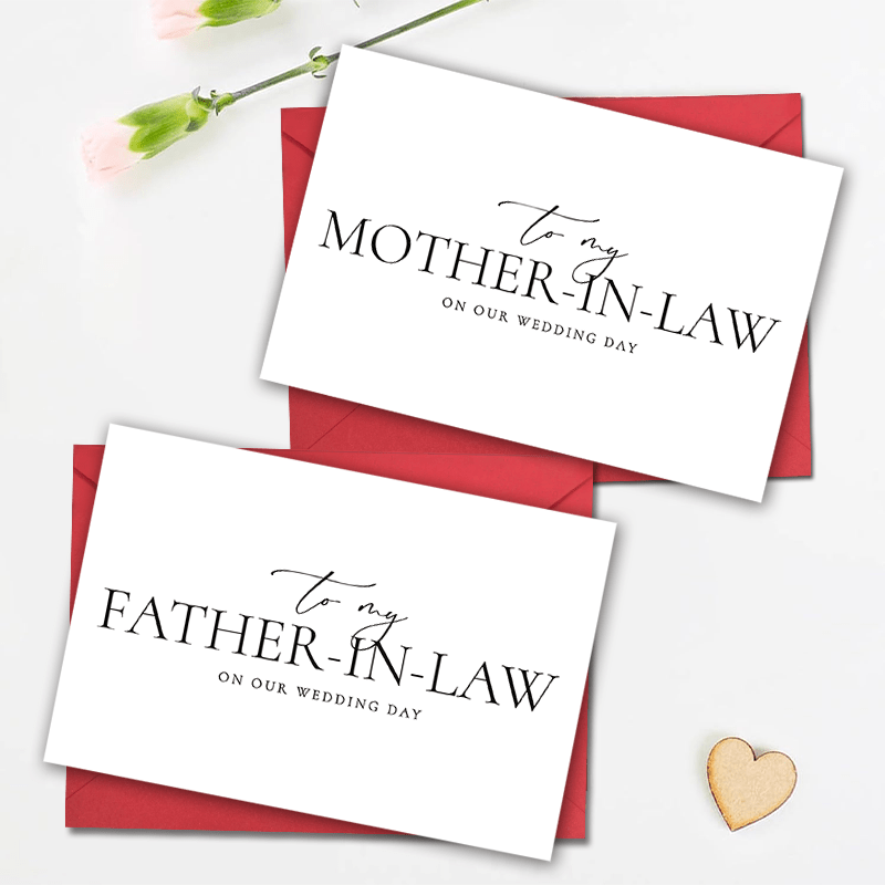 

Wedding Day Greeting Card Set For In-laws - 2-pack, Elegant Cards For Mother-in-law And Father-in-law From Bride Or Groom, Includes Envelopes, Thoughtful Keepsake Gift