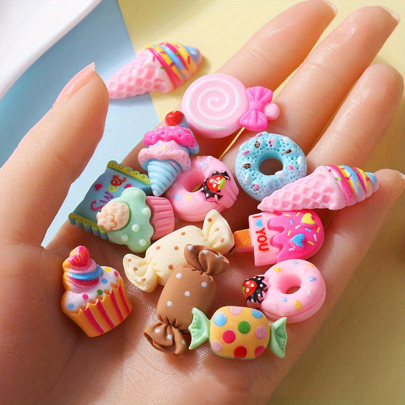 TEMU 50pcs Cartoon Accessories, Donuts, For Handmade Diy Mobile Phone Cases, Refrigerator Magnets, Jewelry, Jewelry Making Materials