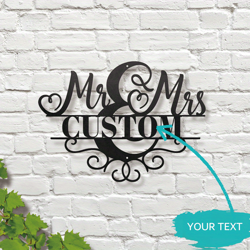 custom mr mrs monogram   vintage black metal decor   home   showers details 1