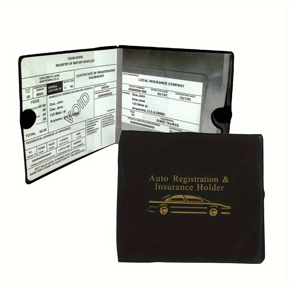 

Car Insurance Registration & Holder - Black Leather - Car, Motorcycle, Truck, Trailer Id Card Storage