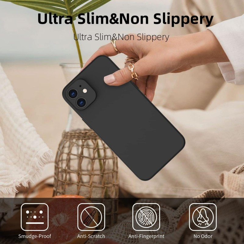 Case for iPhone 12, Slim, Silicone, Full Coverage, Soft Rubber