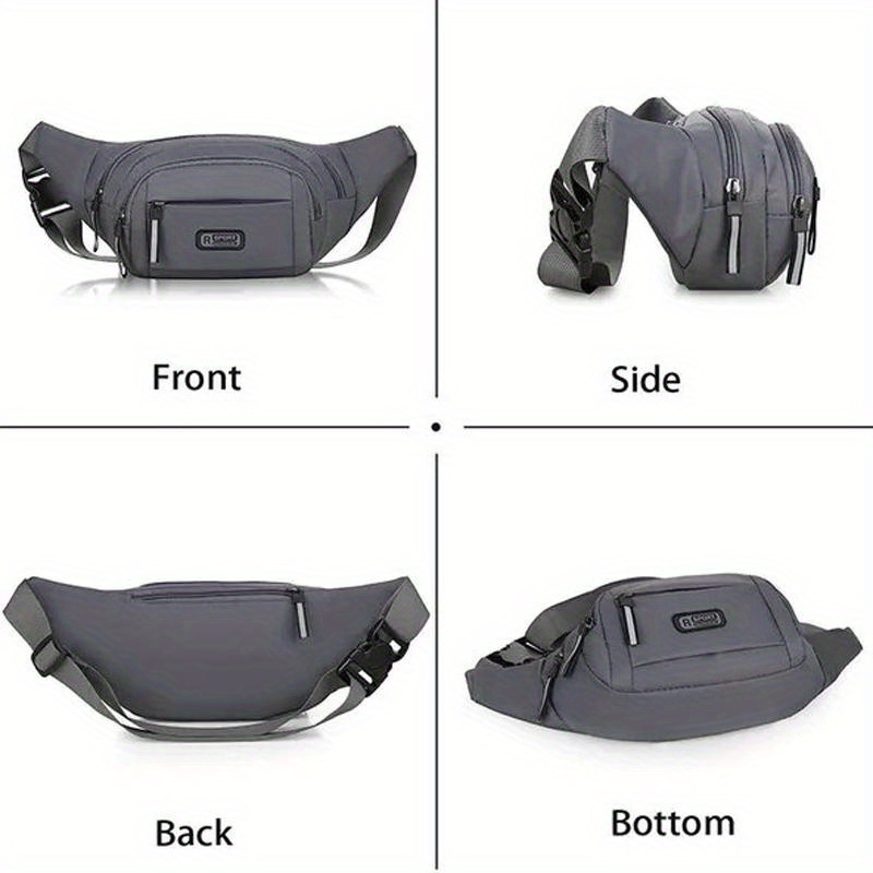 1pc 40cm waist bag with zipper closure adjustable shoulder strap unlined nylon fanny pack for men and women ideal for hiking travel camping running sports and outdoors activities details 0