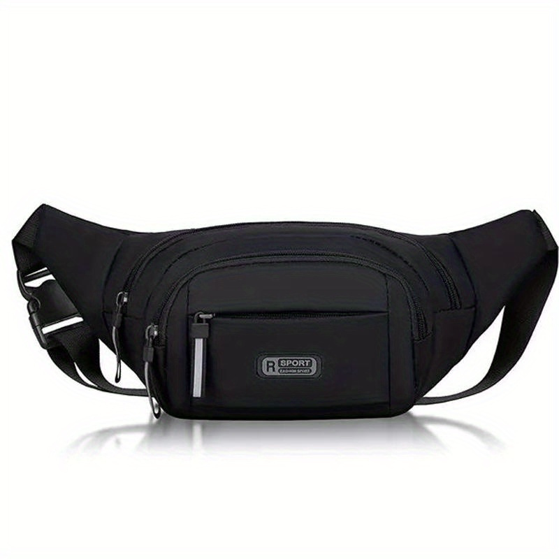 1pc 40cm waist bag with zipper closure adjustable shoulder strap unlined nylon fanny pack for men and women ideal for hiking travel camping running sports and outdoors activities details 2
