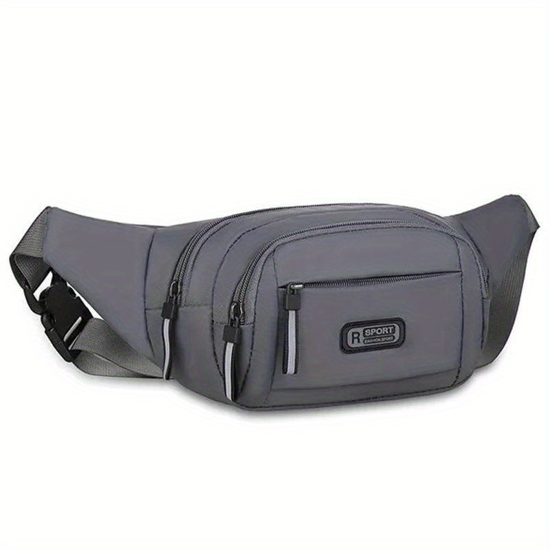 1pc 40cm waist bag with zipper closure adjustable shoulder strap unlined nylon fanny pack for men and women ideal for hiking travel camping running sports and outdoors activities details 3