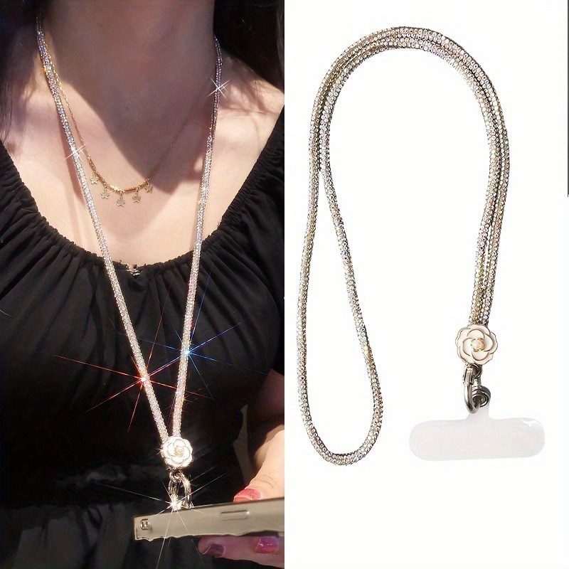 

Pearl Full Diamond Phone Hanging Rope, Women's Long Chain, Sparkling Diamond Light Hanging Chain, Fashionable And Hanging Chain