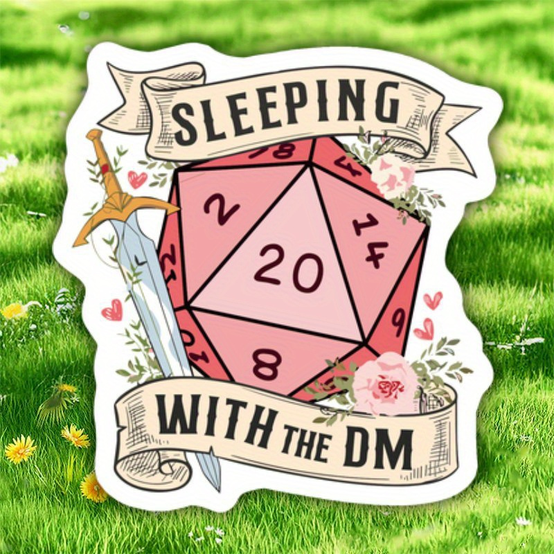 

Inspired Vinyl Decal Sticker - "sleeping With " 20-sided Die Design For Car, Laptop, Water Bottle, Notebook