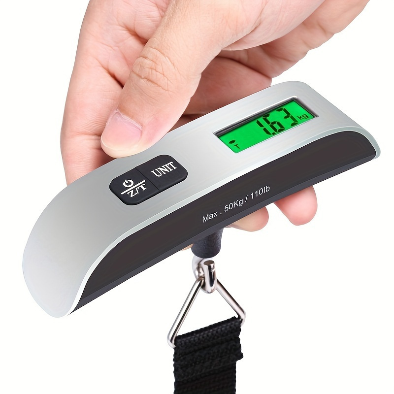 1pc digital luggage scale with lcd display   110lb capacity metal   battery powered compact portable design accurate travel suitcase weighing scale with battery included details 0