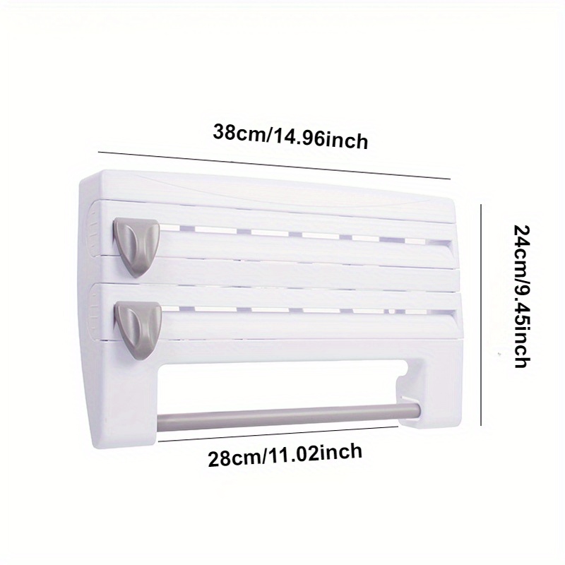 TEMU Wall-mounted Storage Rack Built-in Cutter - Plastic & Foil Dispenser & Storage , For , , Saving For Drawers & Cabinets, Organization And Storage