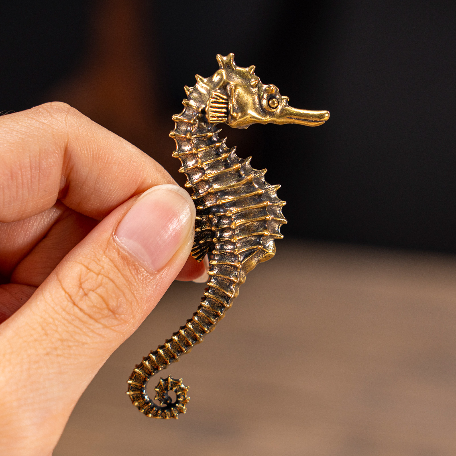 Image of 1pc Of A Vintage Brass Seahorse Figurine - A Must-have Life - An Artistic Decoration For Your For Home, Workplace, Or Café - Great For Bookshelves, Living Rooms