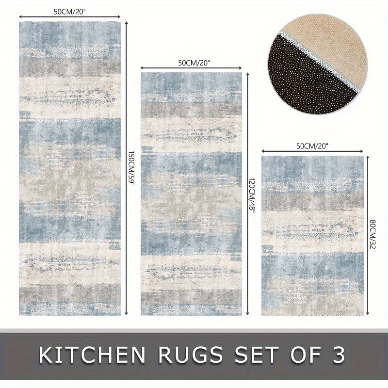 TEMU Rug Set Of 3 - Tpr Polyester Area Rugs For , , Decor - Long For , Entryway, Use