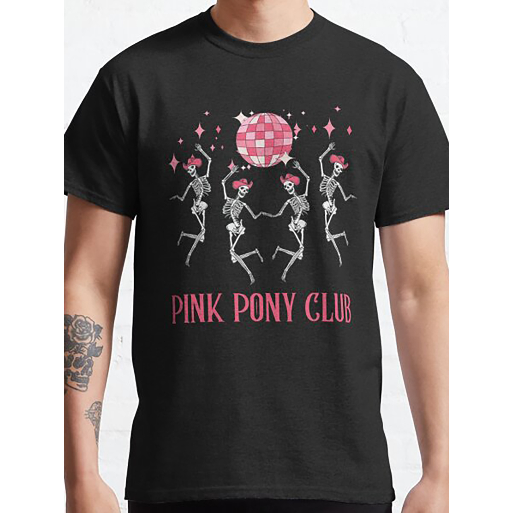 

Pink Pony Club Skeleton Cowgirl Western B Unisex Funny Cotton Christmas Gift T-shirt