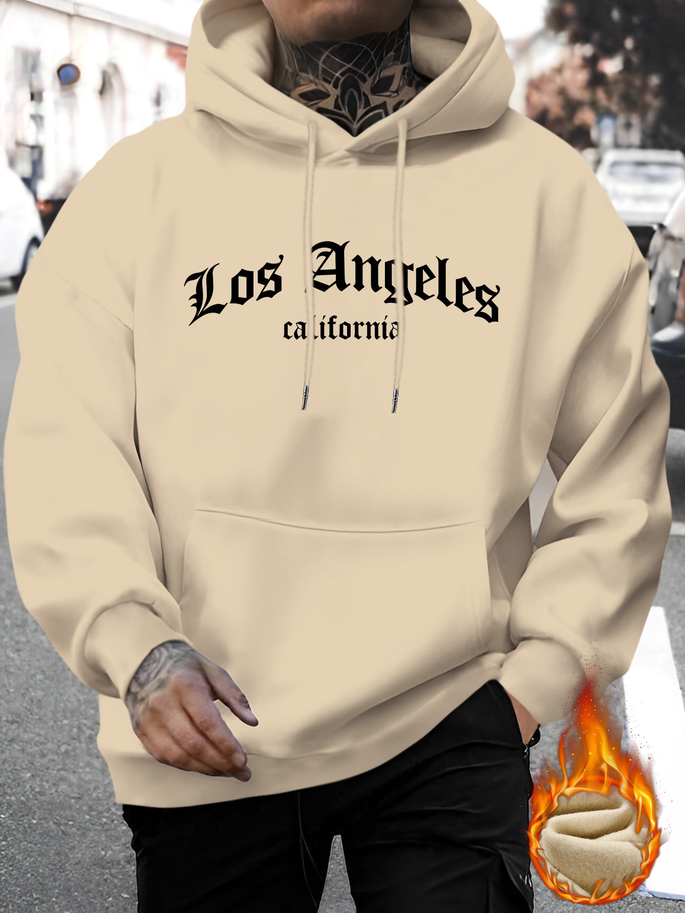 Chaqueta con Capucha Gráfica de Los Ángeles California para Hombre  Sudadera Casual con Cordón Ajustable Larga Regular para Otoño Invierno,  Ropa