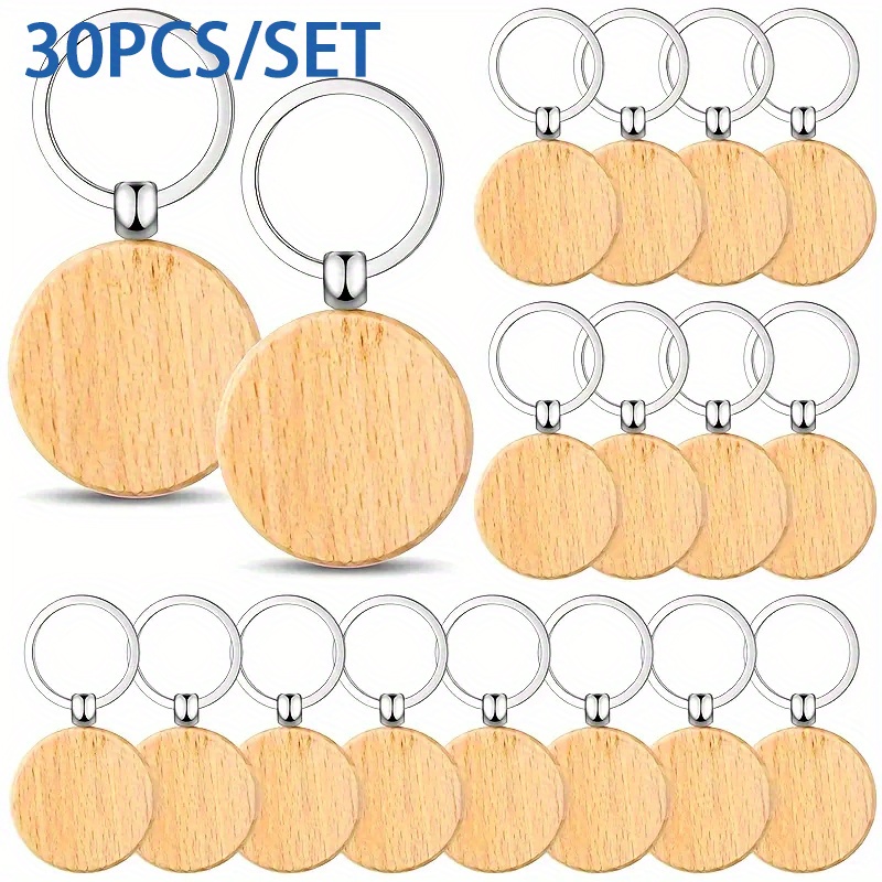 

30 Pcs Wood Keychain Blanks Set - Diy Round Wooden Key Rings For Crafts, Customizable Keychain Making Kit For Car Keys, Backpack Tags, Pet Accessories, And Ornaments