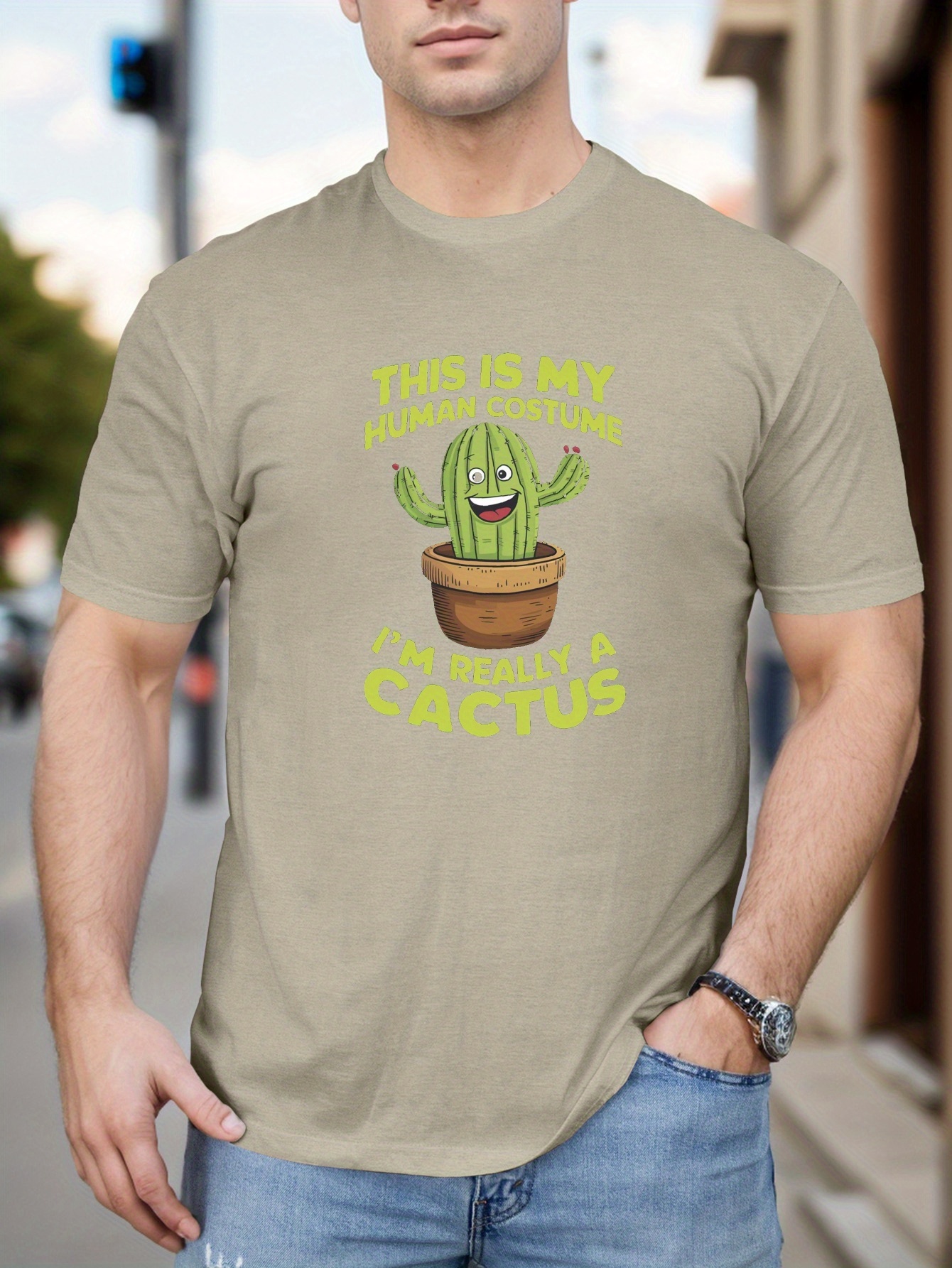herren freizeit t shirt rundhalsausschnitt cartoon kaktus - Temu Luxembourg