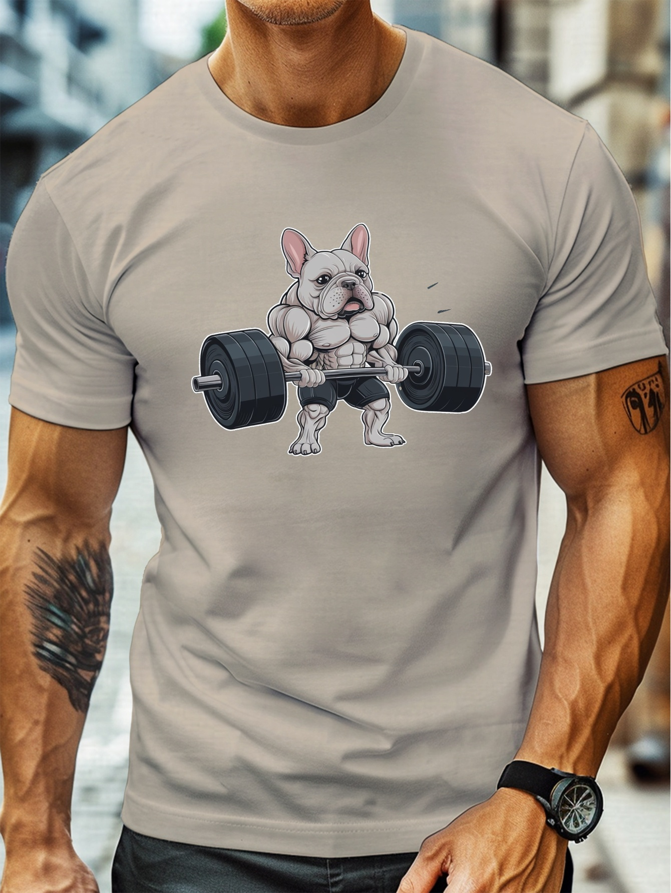 남성용 근육질 프렌치 불독 만화 티셔츠 캐주얼 크루 넥 반팔 여름용 가벼우면서 편안한 men's clothi - Temu  Republic of Korea, image size:800x1066