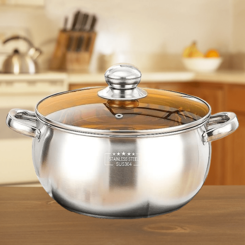 

Stainless Steel With Lid - Large Capacity Drum-shaped Soup Pot, Thickened Cooking Pot For Home Kitchen, Stew & Pot