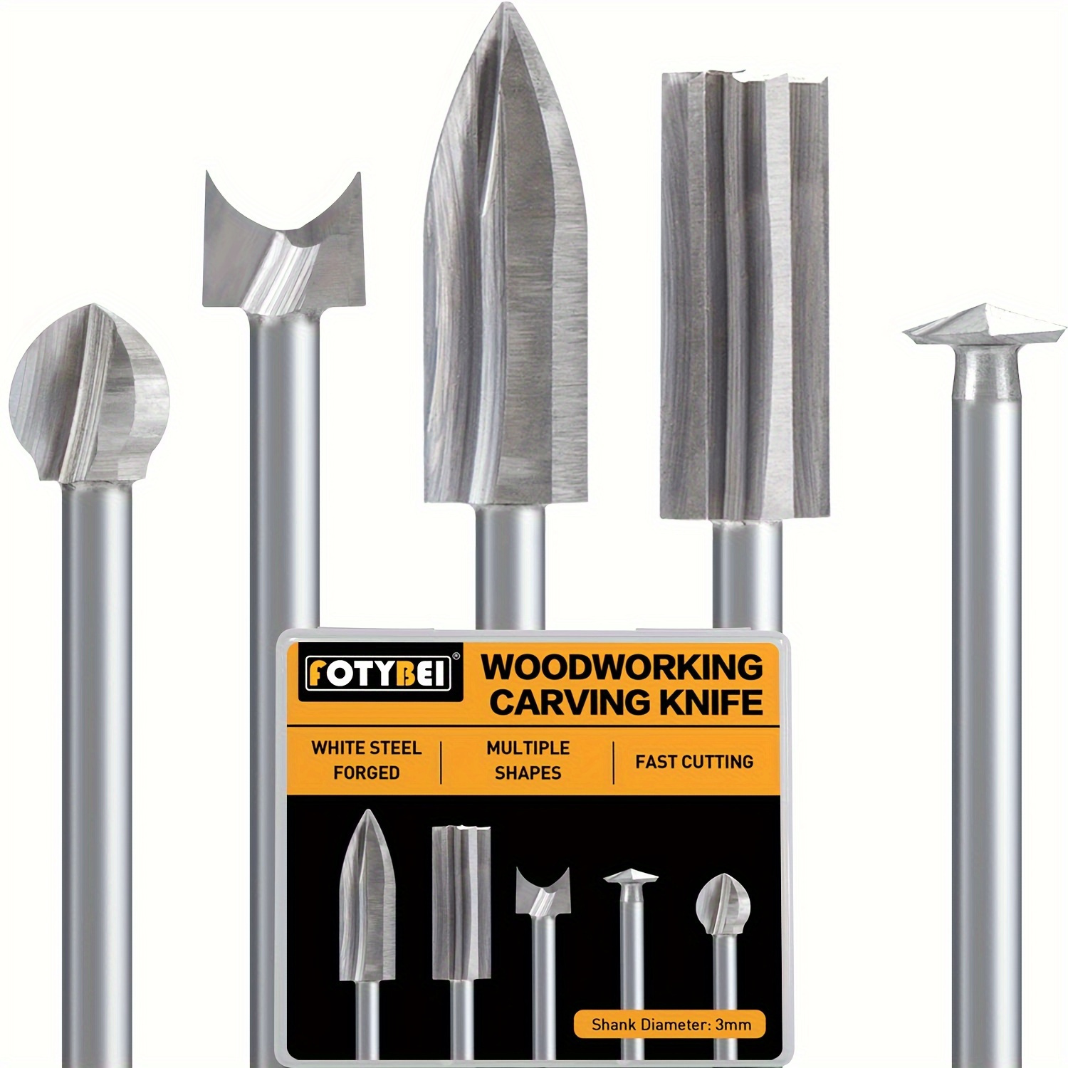 Wood Carving Drill Bits Set For Rotary Tool, 5 Different Engraving Drill Accessories Bit Wood Grinding Woodworking Tool With 0.3mm Shank For Diy Carving Drilling Micro Sculpture