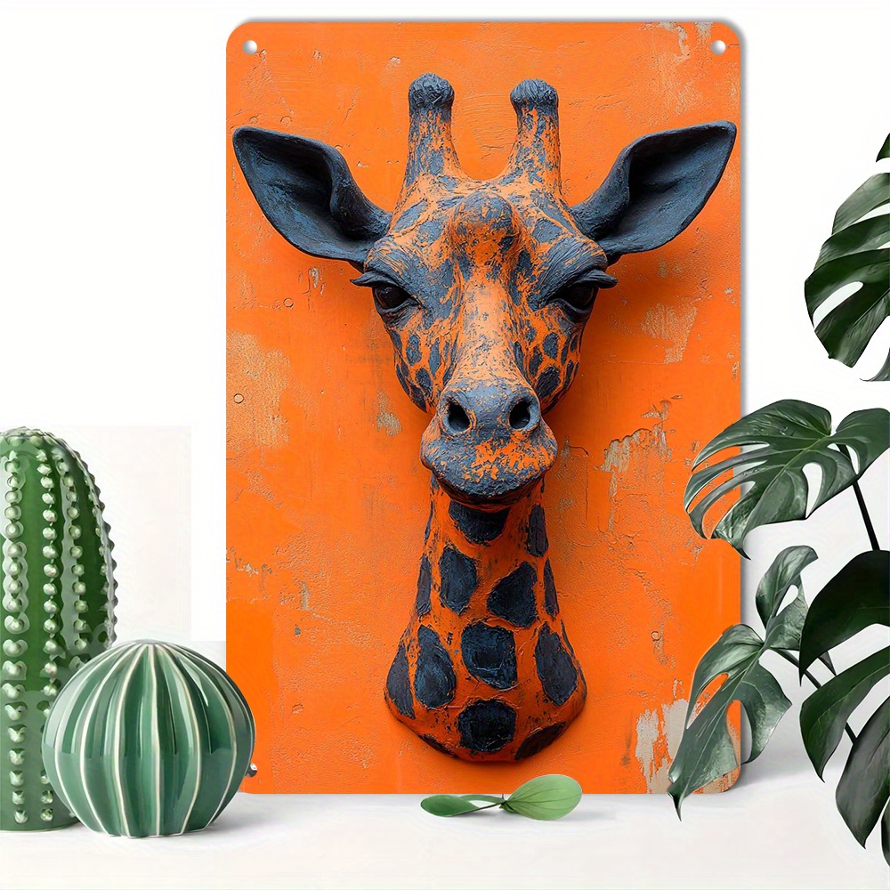 

1pc Aluminum Metal Giraffe Wall Art Decor, Reusable Retro Tin Sign Plaque For Home & Bar, Color, 8x12 Inch